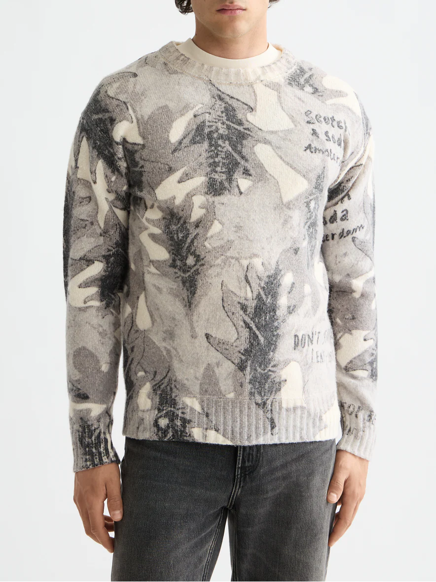 Printed dropped shoulder pullover