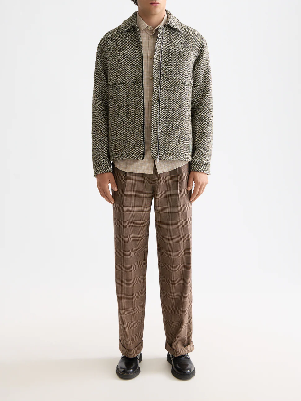 Multicoloured tweed wool-blend overshirt - Image 2