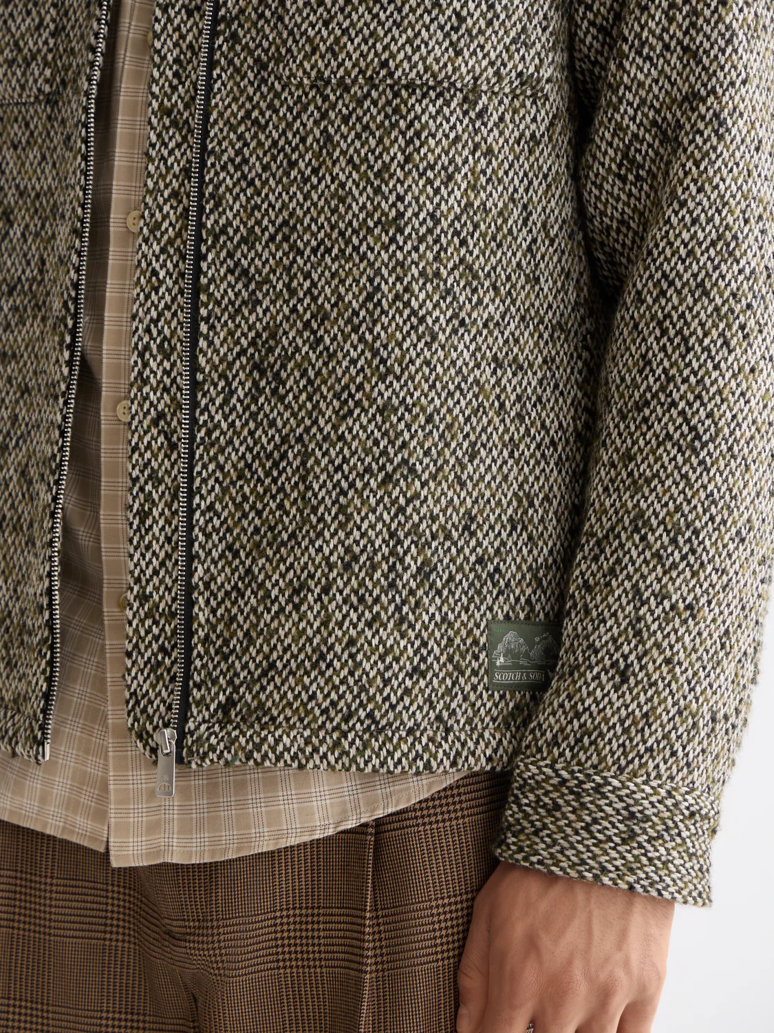Multicoloured tweed wool-blend overshirt - Image 3