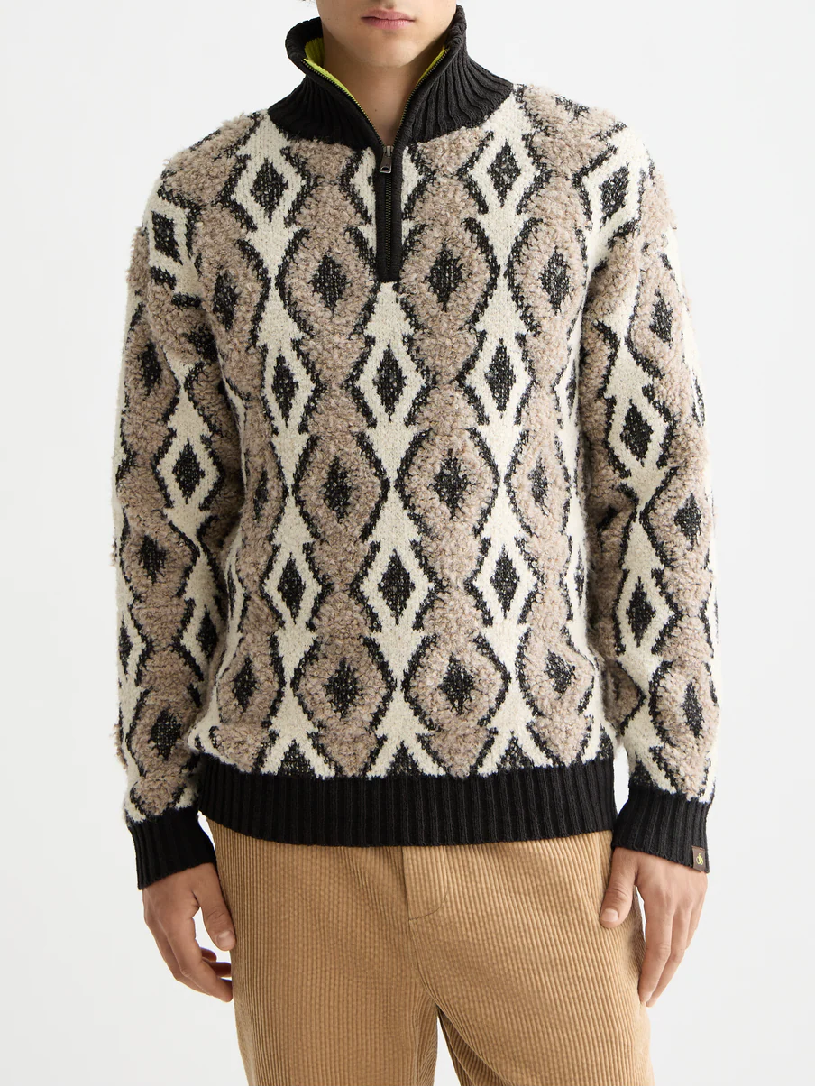 Argyles jacquard dropped shoulder pullover