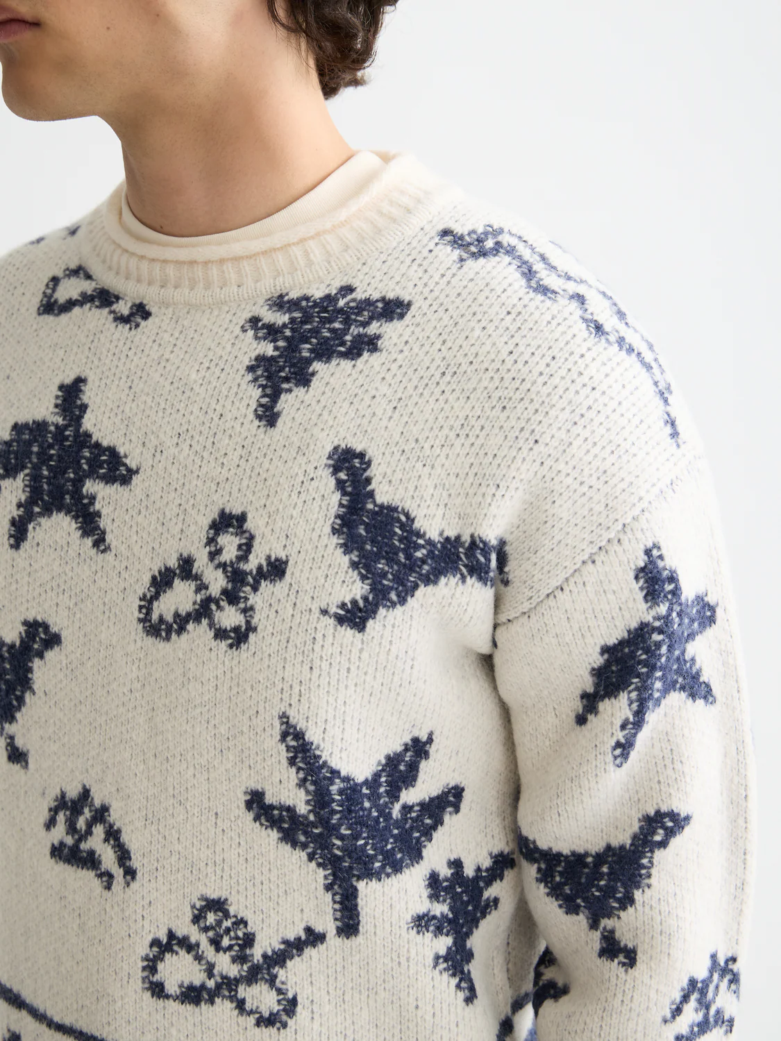 Jacquard dropped shoulder pullover - Image 3