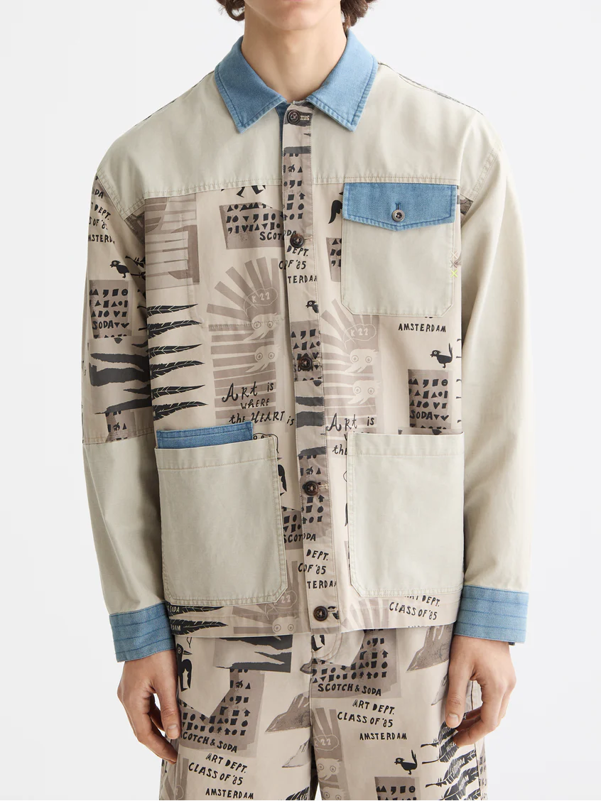 Printed block worker jacket