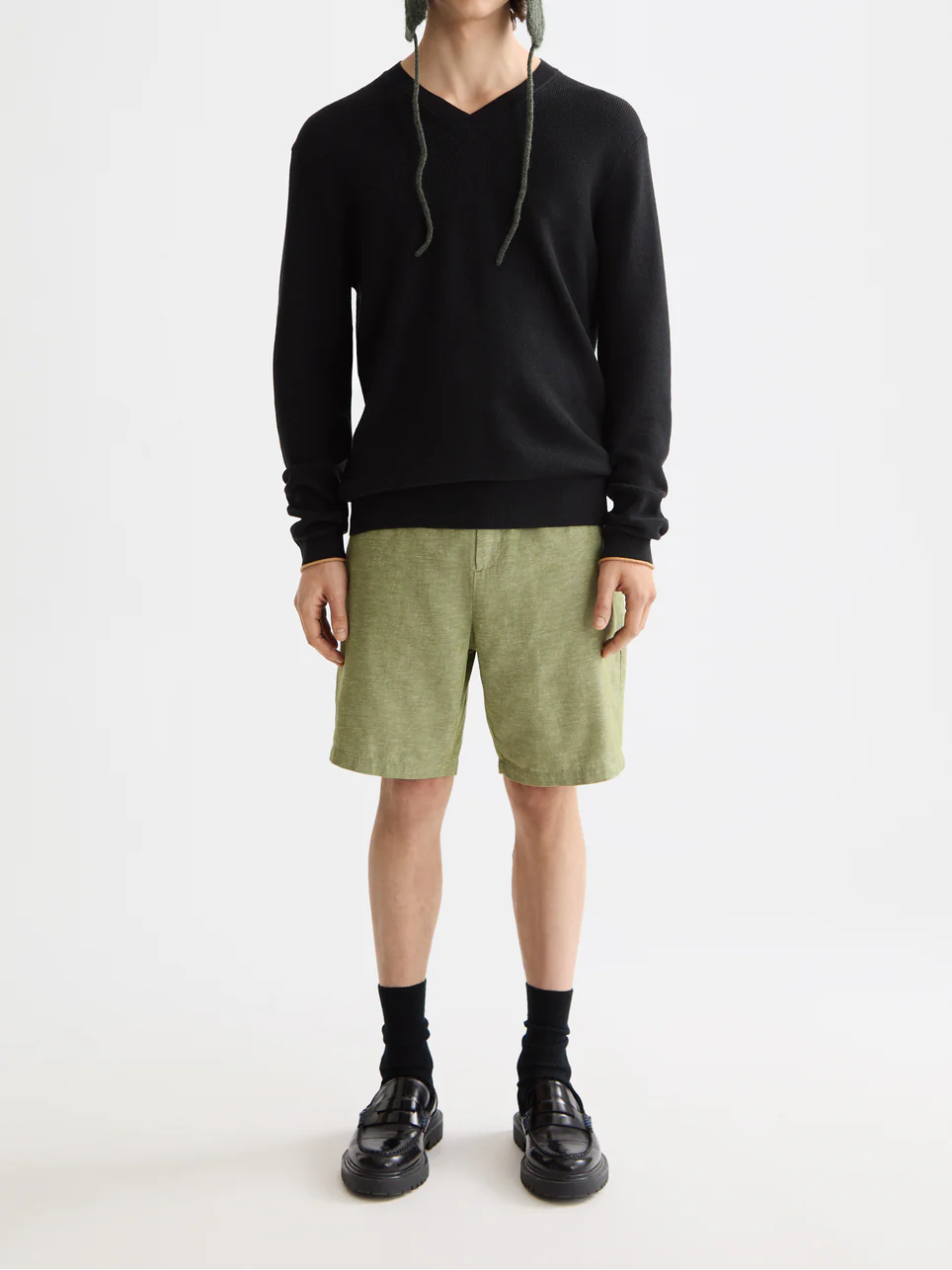 cotton linen v-neck knit - Image 2