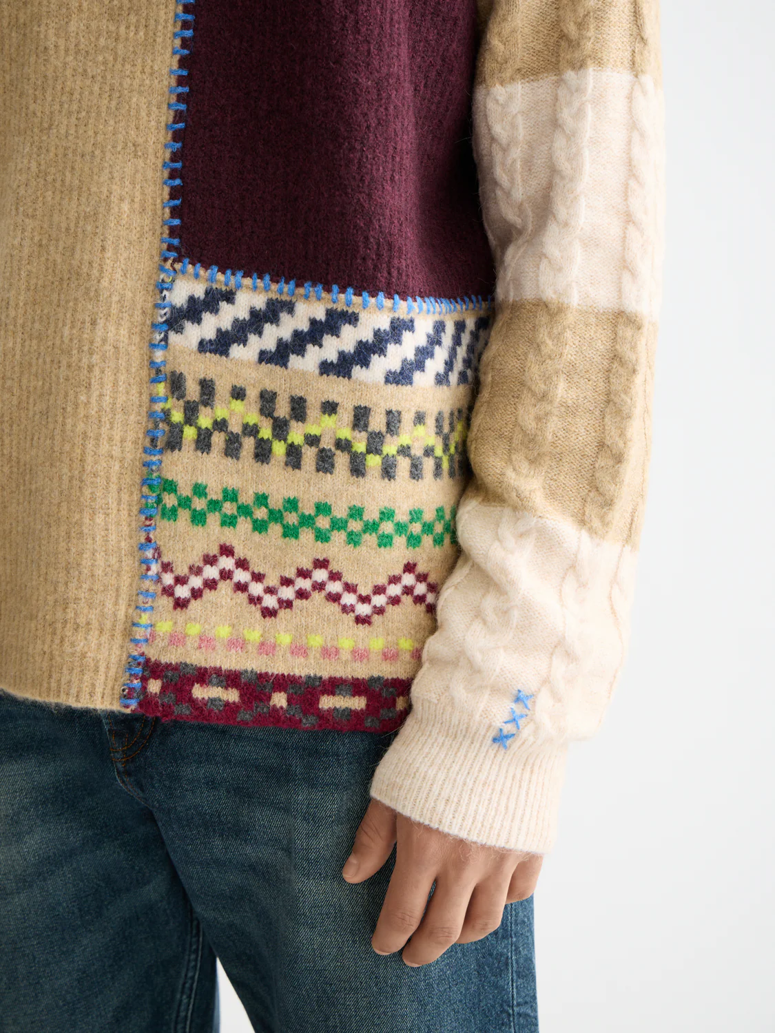 Loose Fit Patchwork Pullover - Image 3