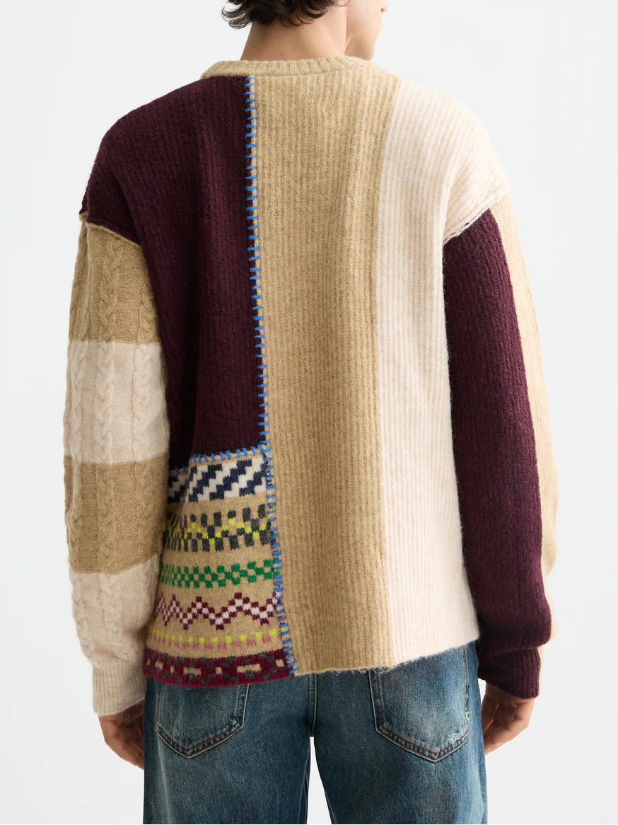 Loose Fit Patchwork Pullover - Image 4