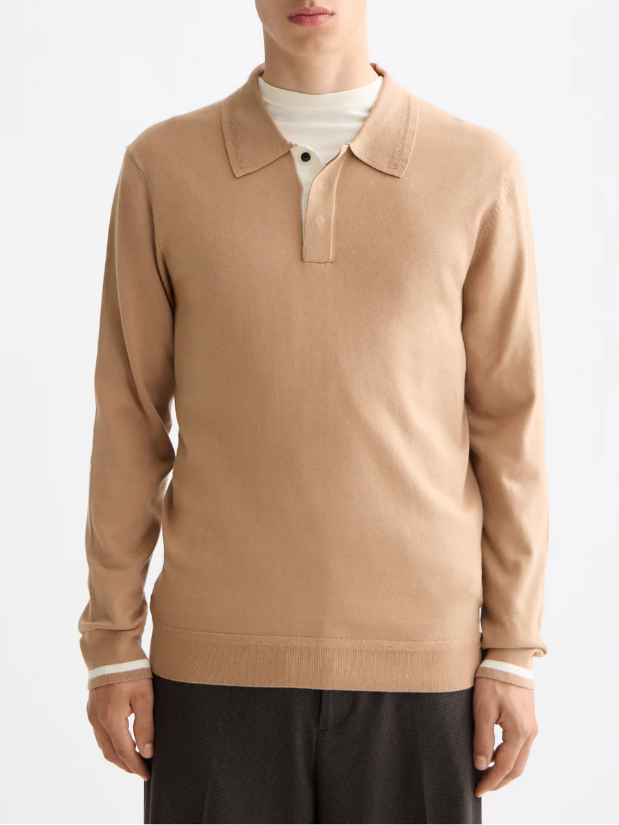 Knitted Long Sleeve Polo