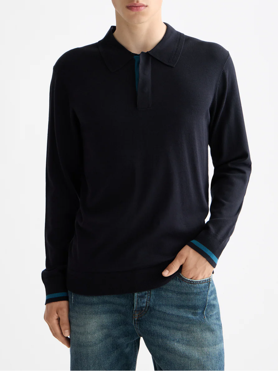 Knitted Long Sleeve Polo - Image 8