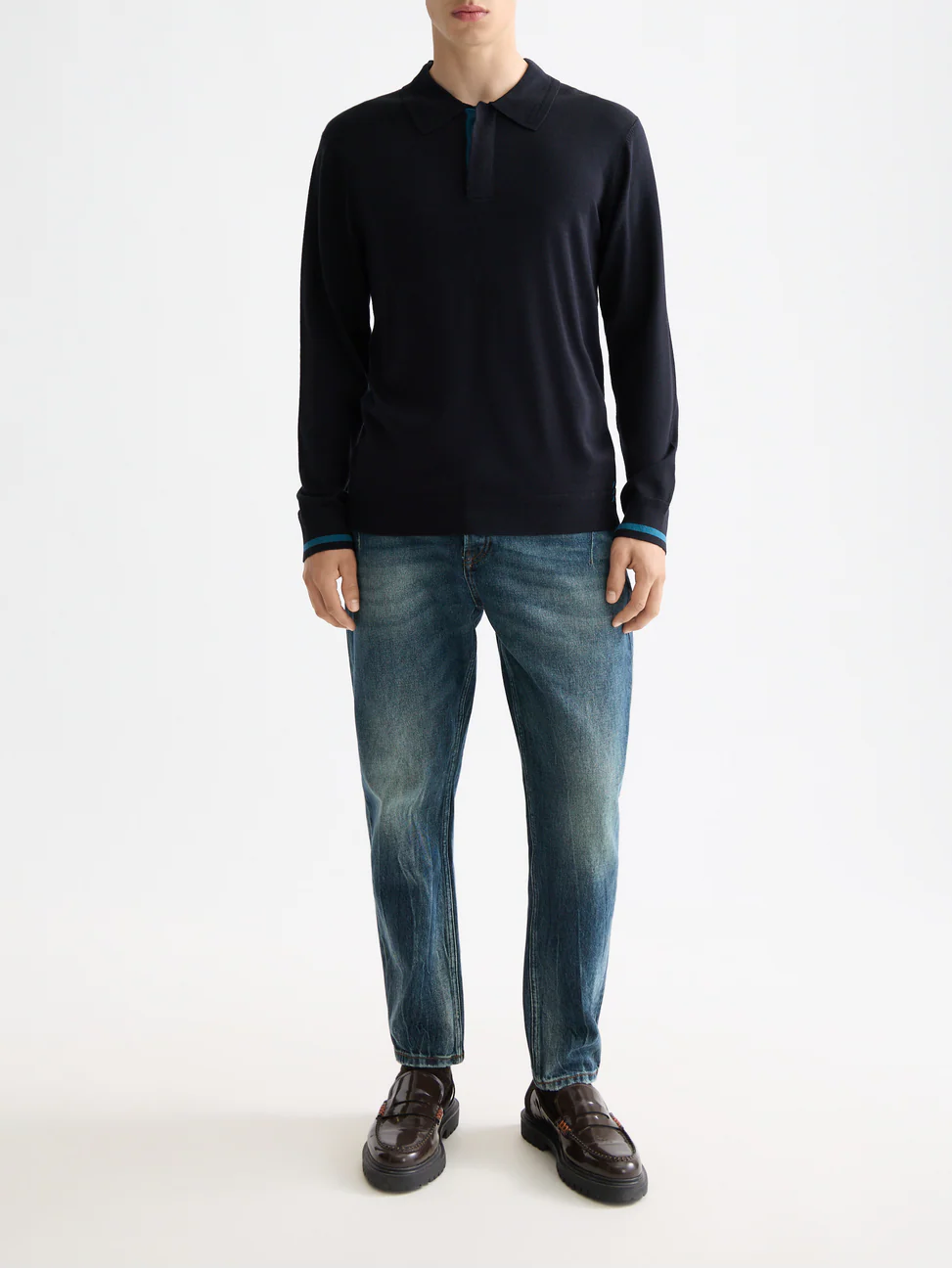 Knitted Long Sleeve Polo - Image 9