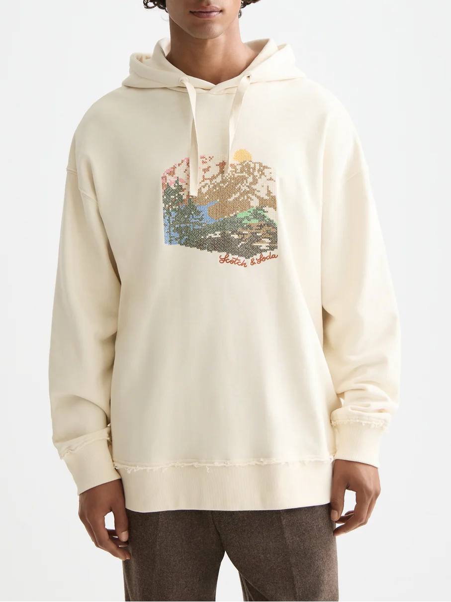 Loose Embroidered Artwork Hoodie