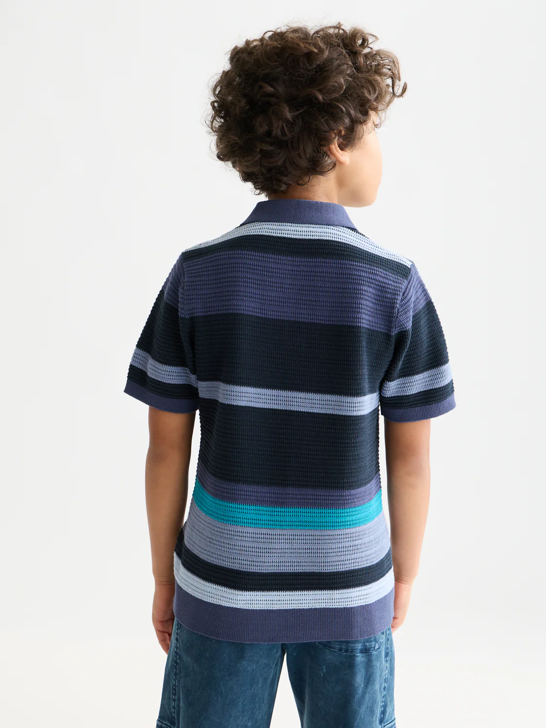 Boys Structured knitted striped polo - Image 4