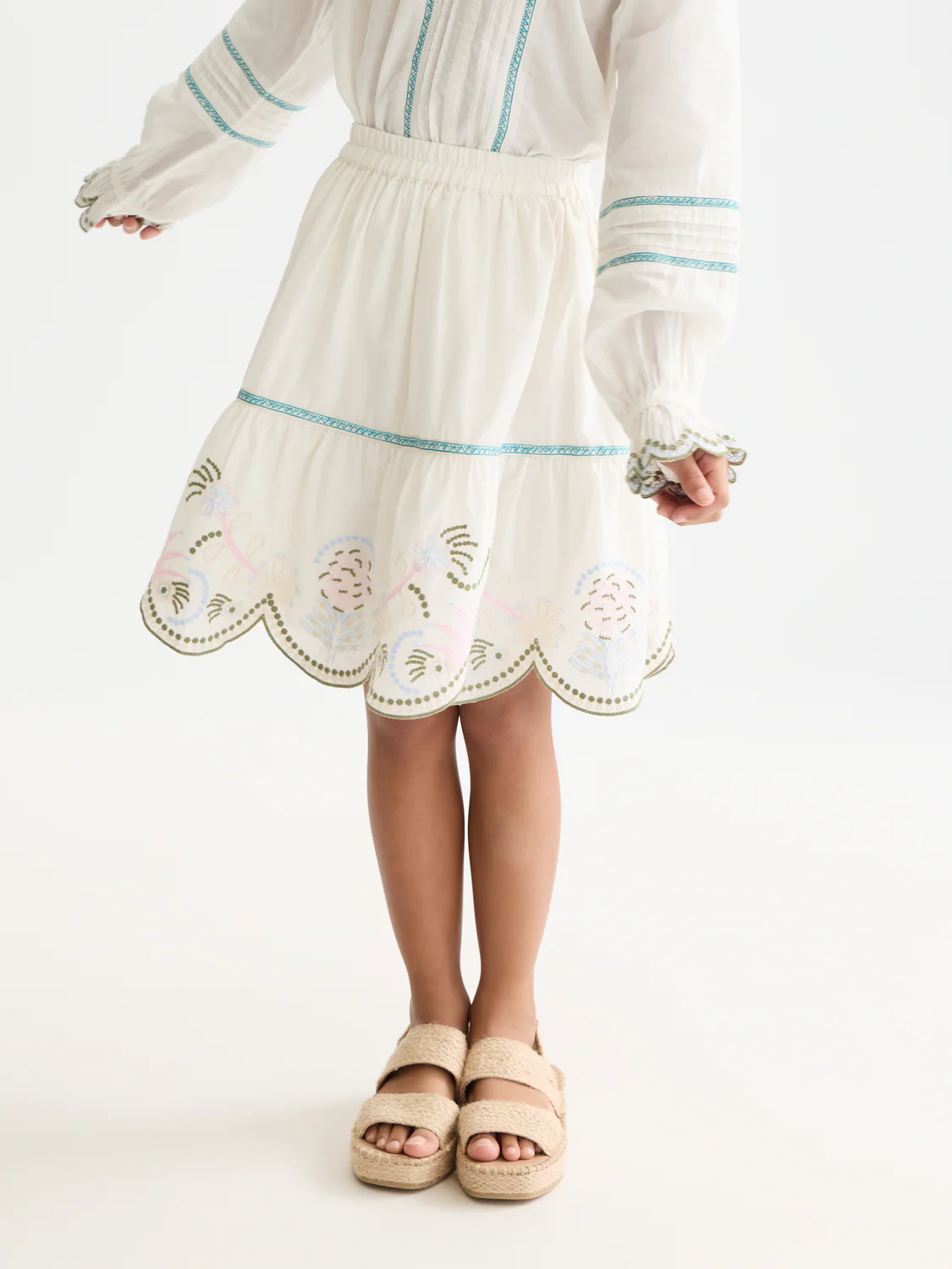 Girls Embroidered cotton skirt - Image 2