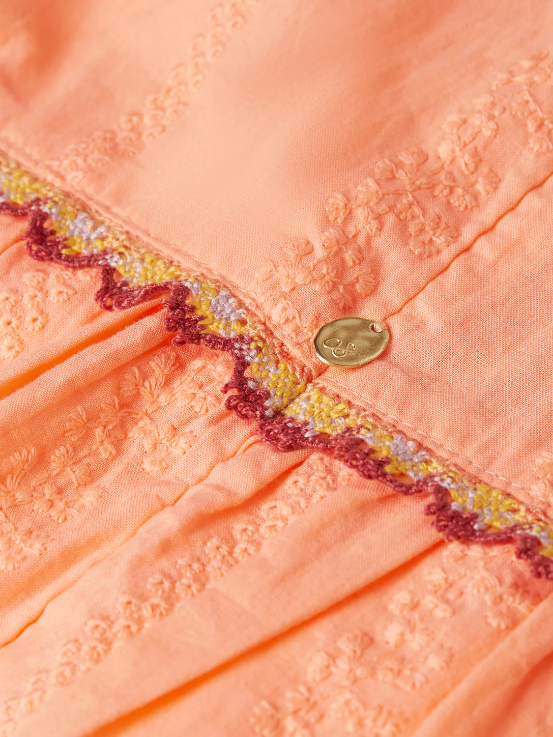 Girls Embroidered stripe cotton dress - Image 3