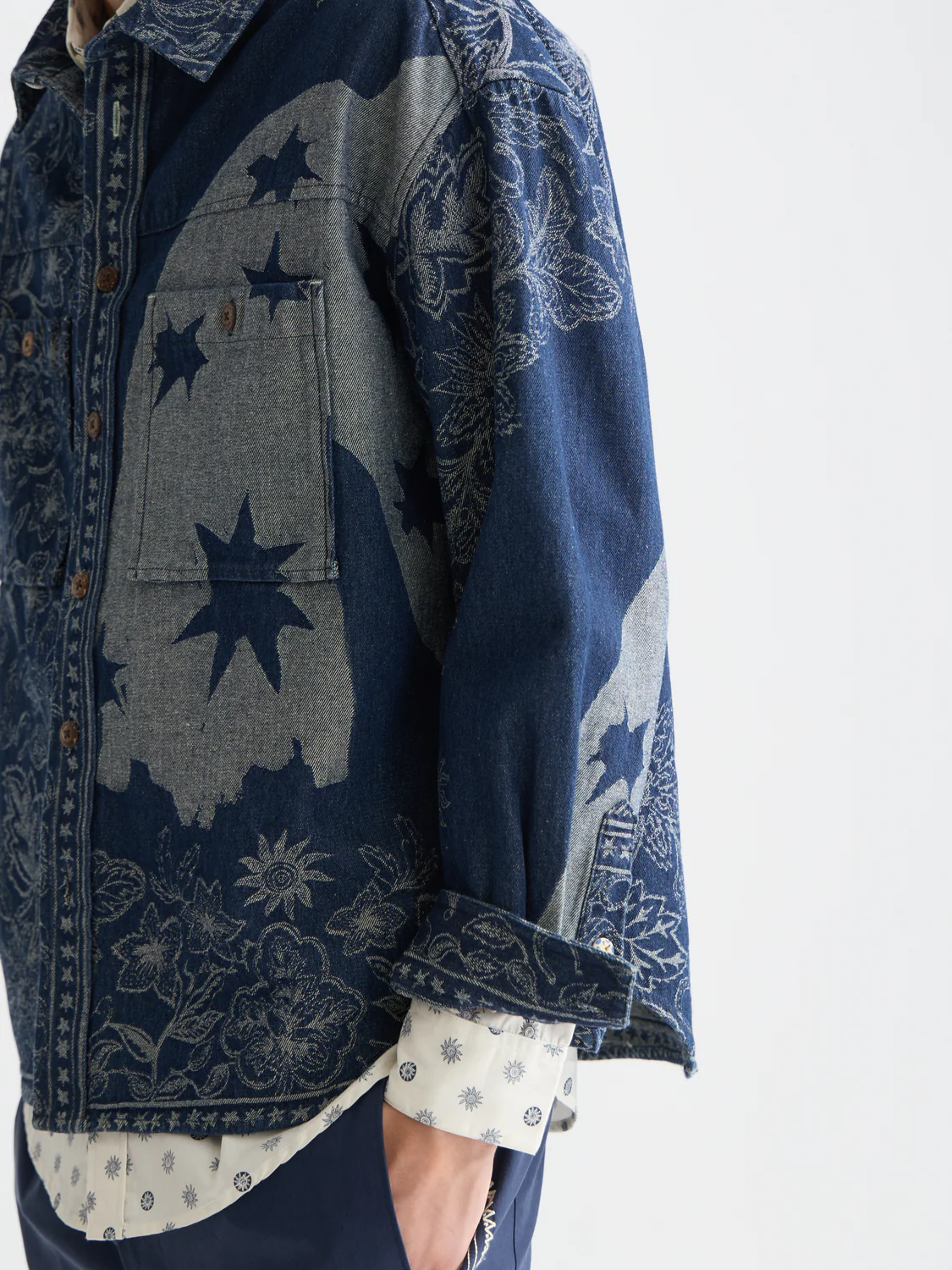 Denim jacquard overshirt - Image 3