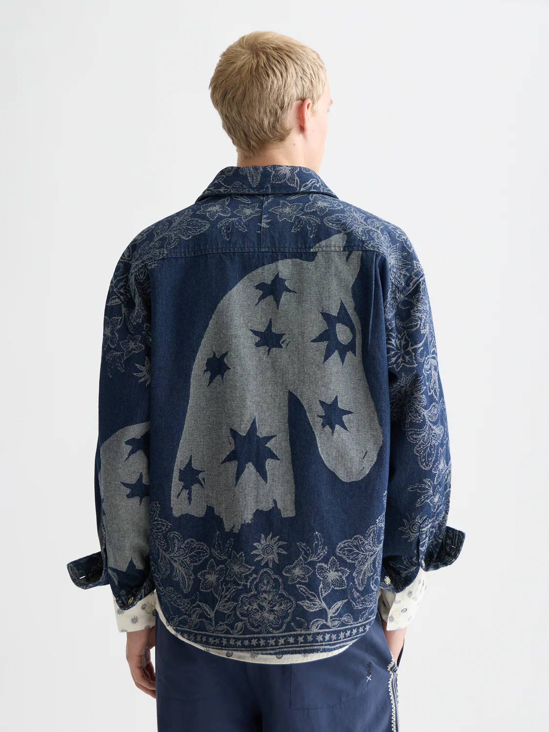 Denim jacquard overshirt - Image 4