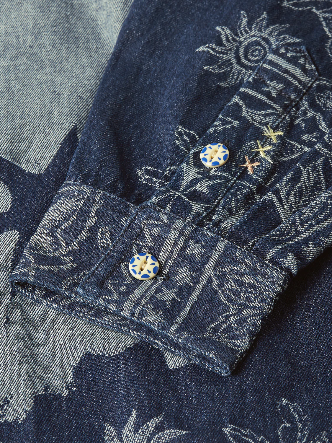 Denim jacquard overshirt - Image 7