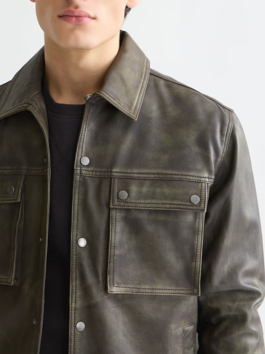 Brushed leather jacket - Image 3