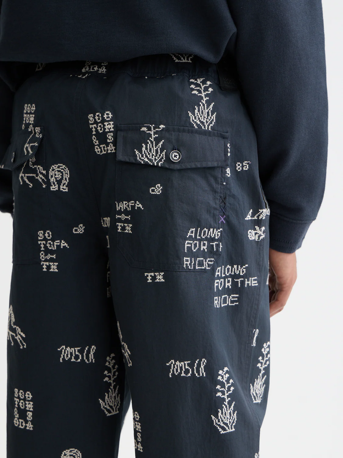 Embroidered cotton-blend relaxed straight chino - Image 3