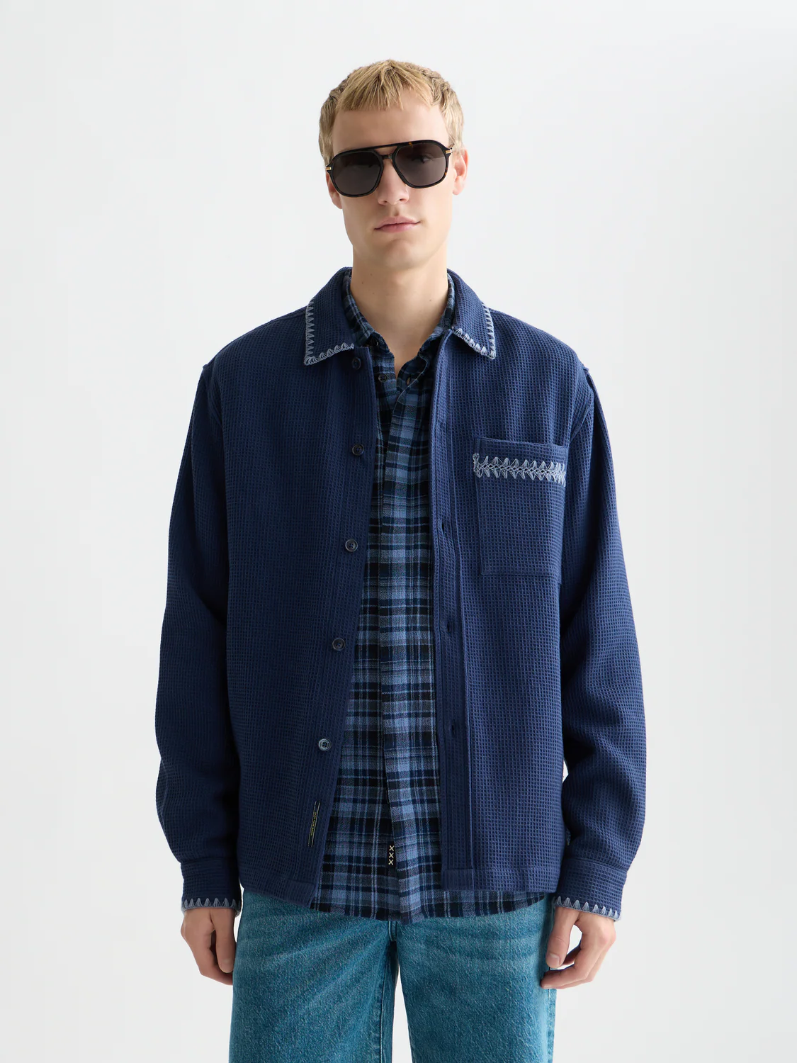 Waffle structure relaxed shirt