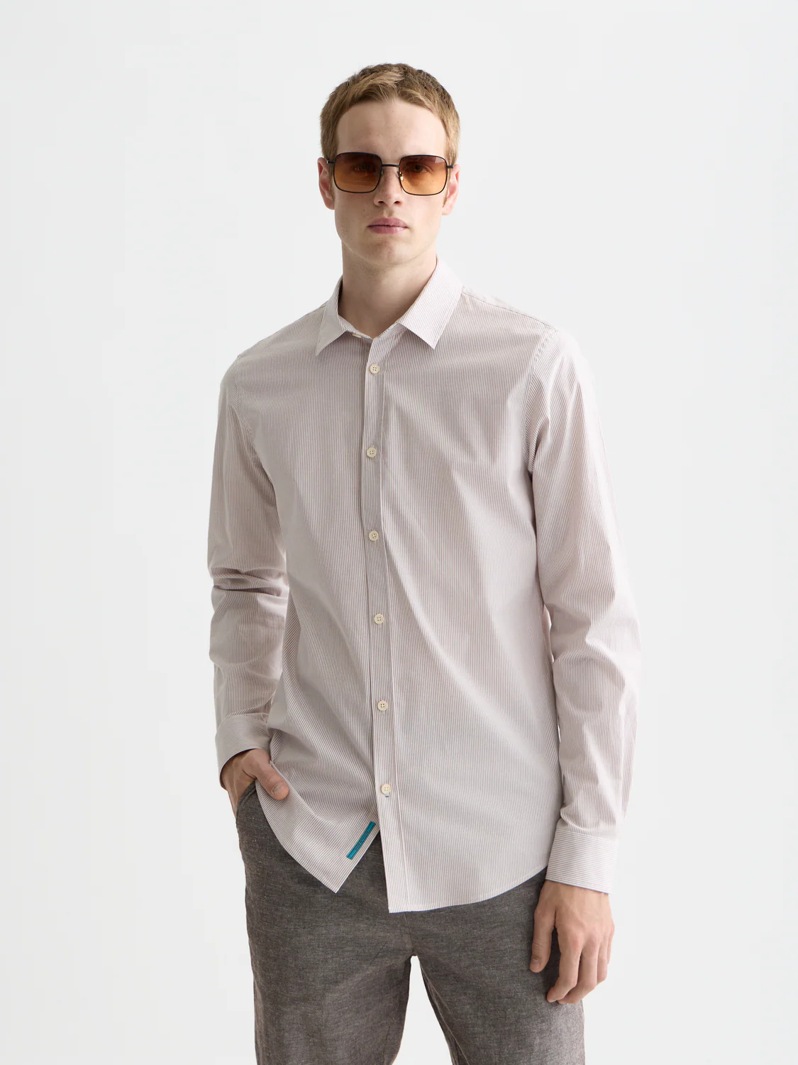 Striped slim poplin shirt - Image 8