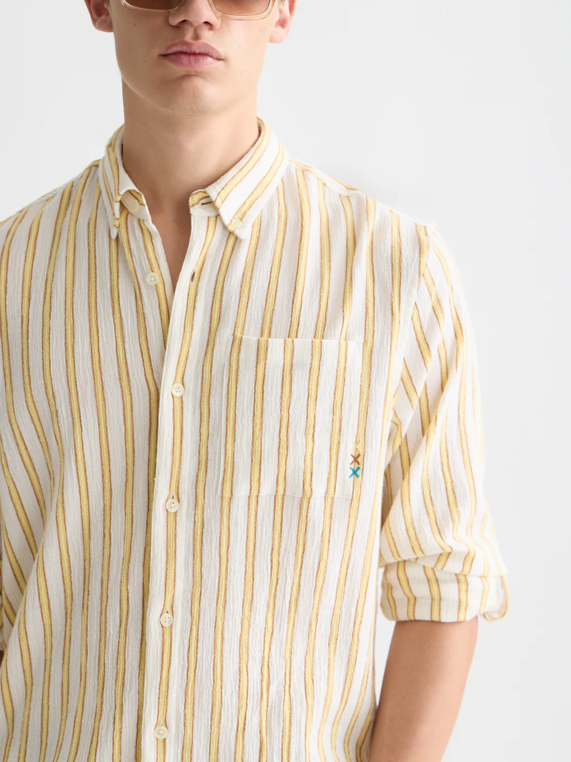 Striped crinkle structure shirt - Image 10