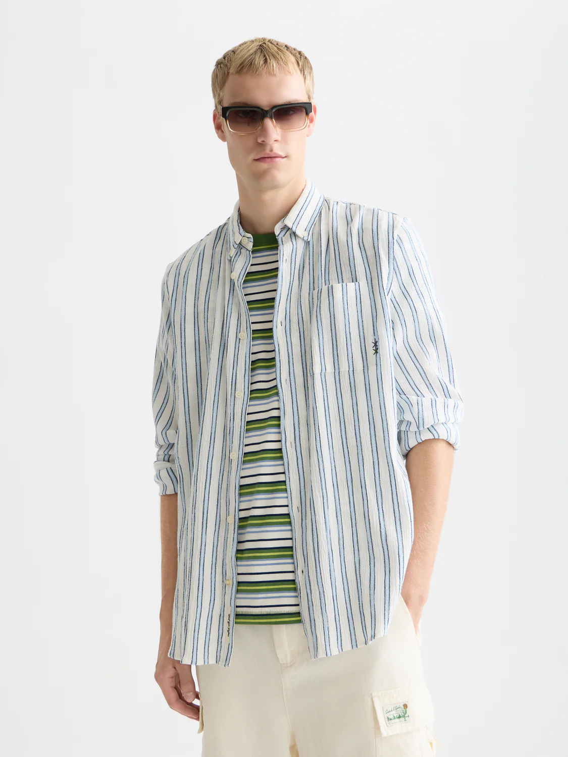 Striped crinkle structure shirt - Image 15