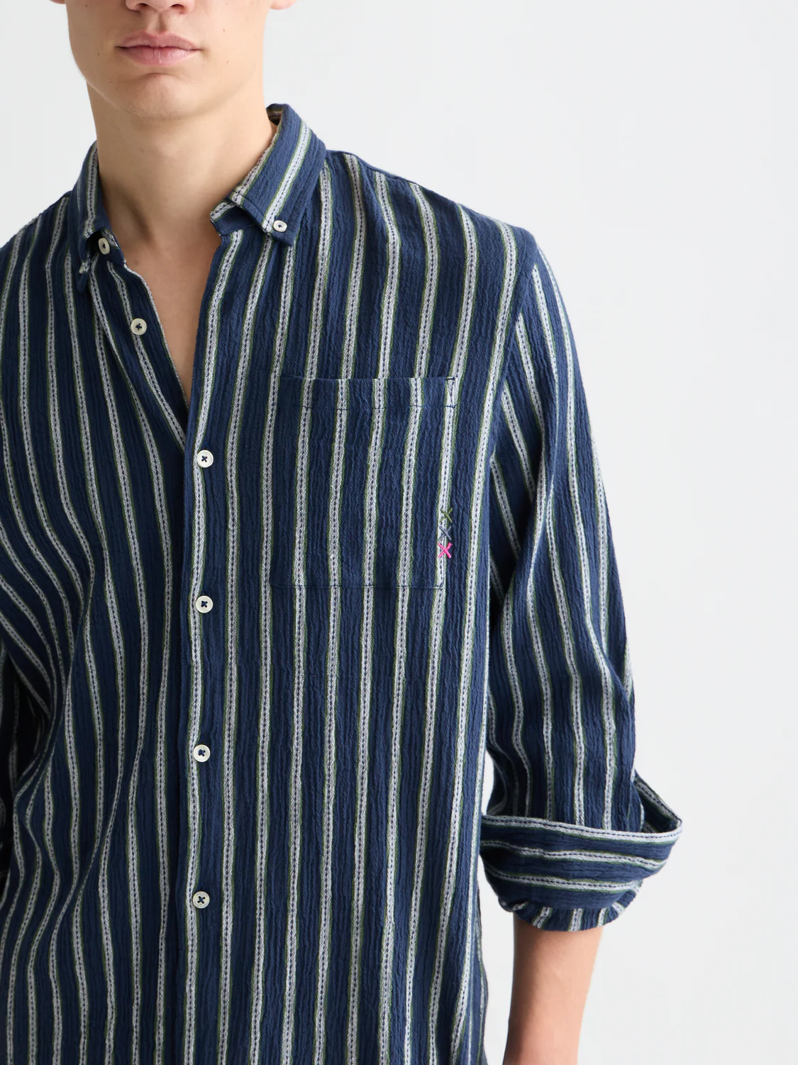 Striped crinkle structure shirt - Image 3