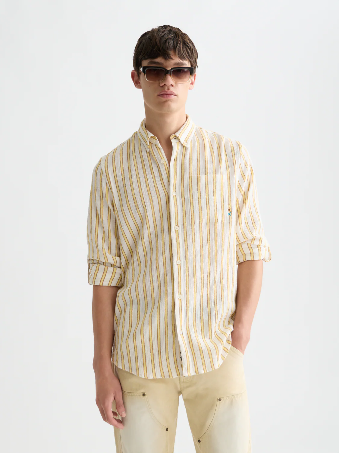 Striped crinkle structure shirt - Image 8