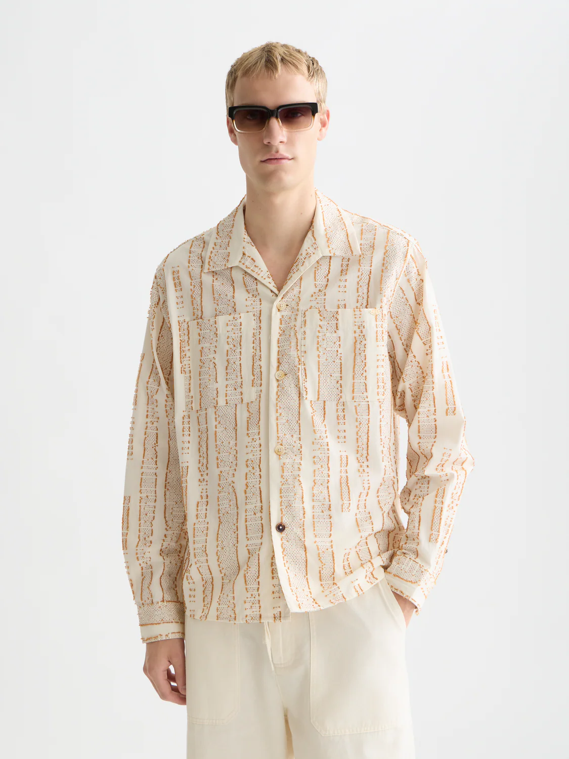 Jacquard structure relaxed shirt
