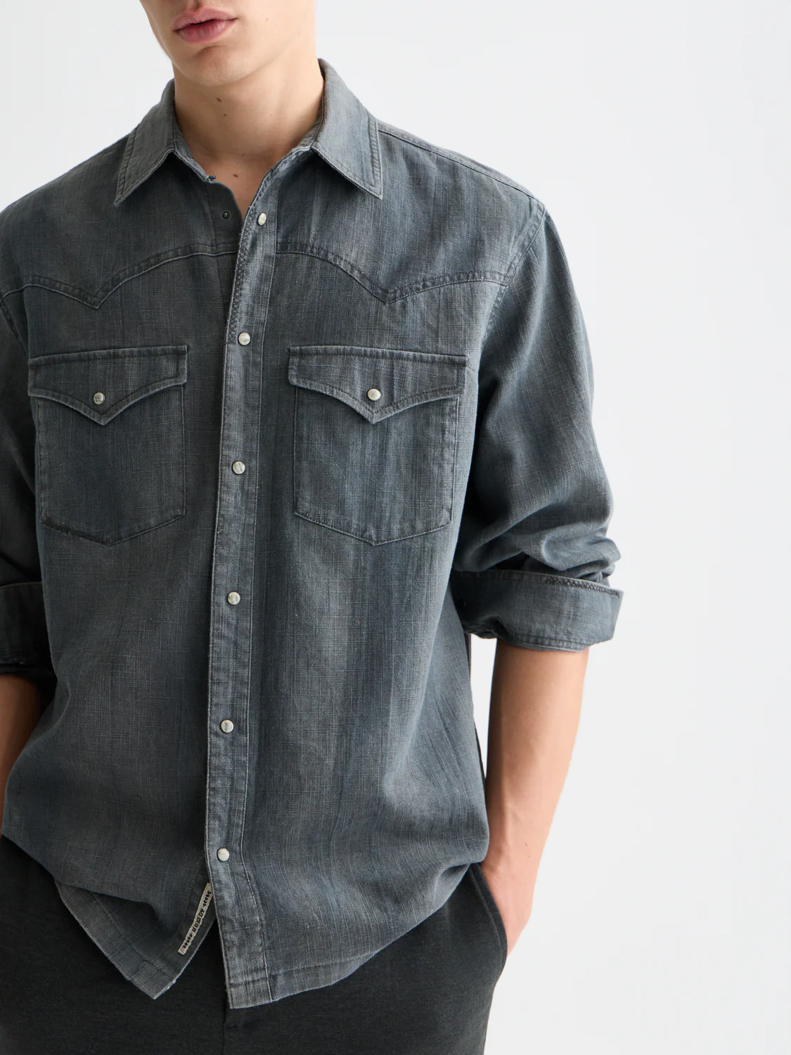 Denim relaxed washed shirt - Image 3