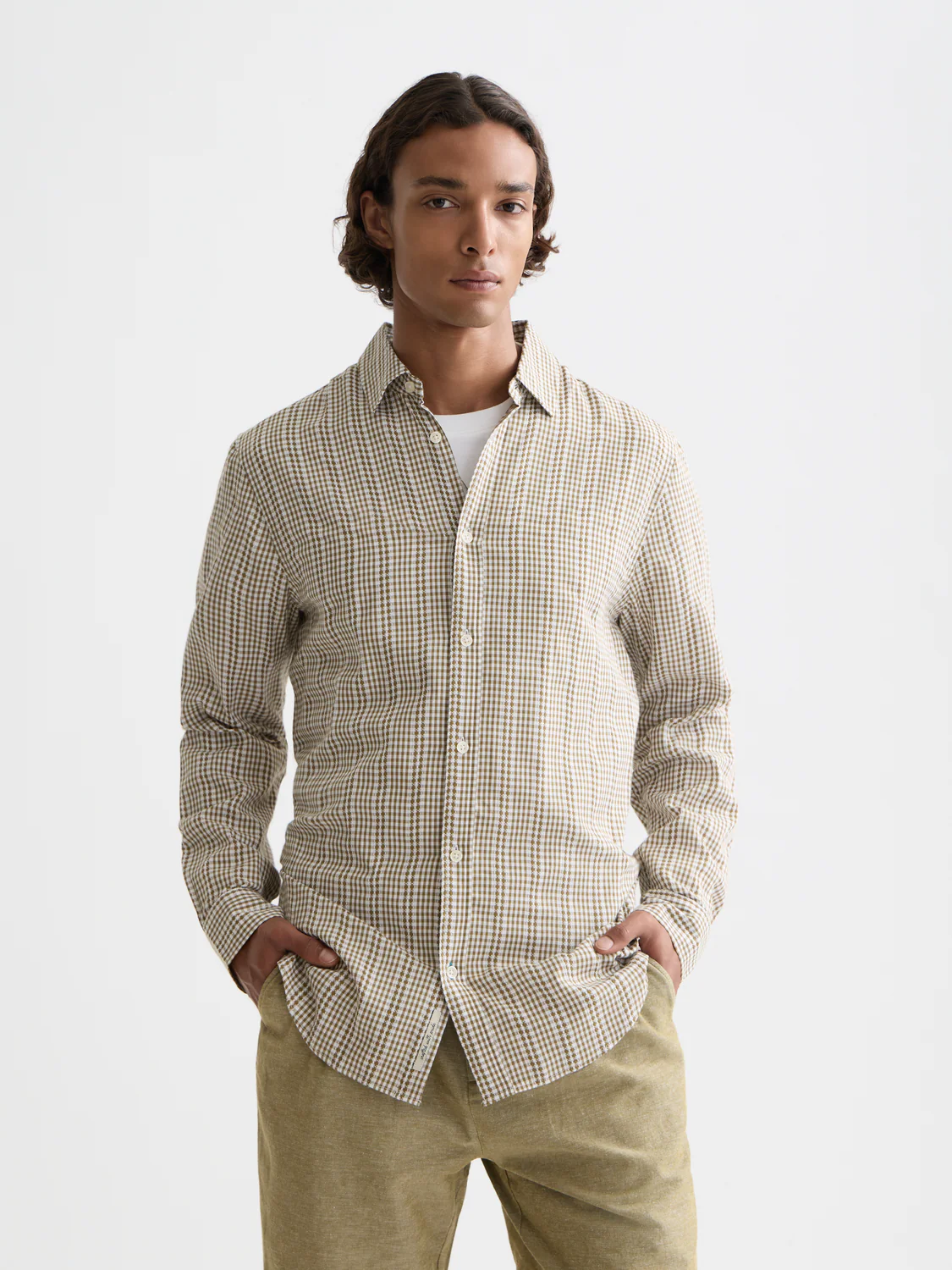Microcheck cotton poplin shirt - Image 8