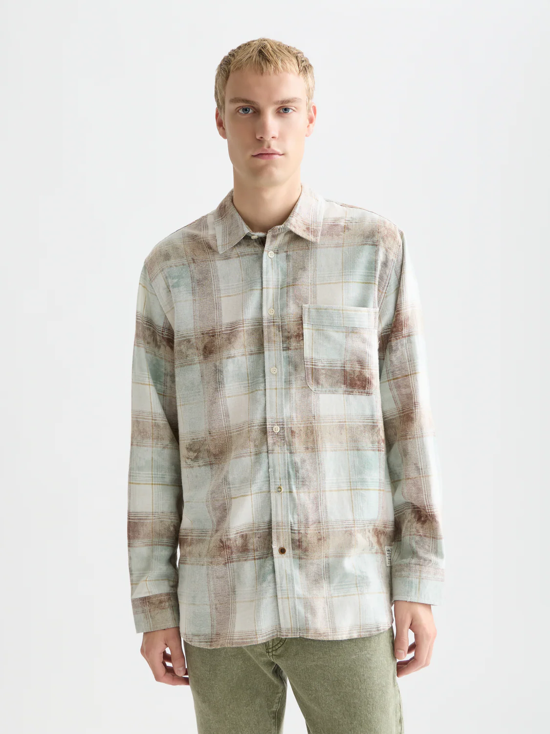 Washed check relaxed shirt