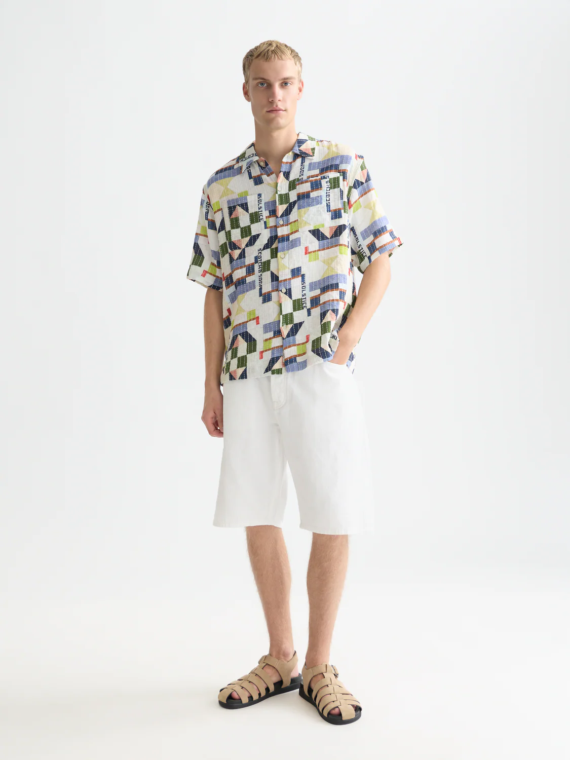Printed stitched relaxed short sleeve shirt - Image 2
