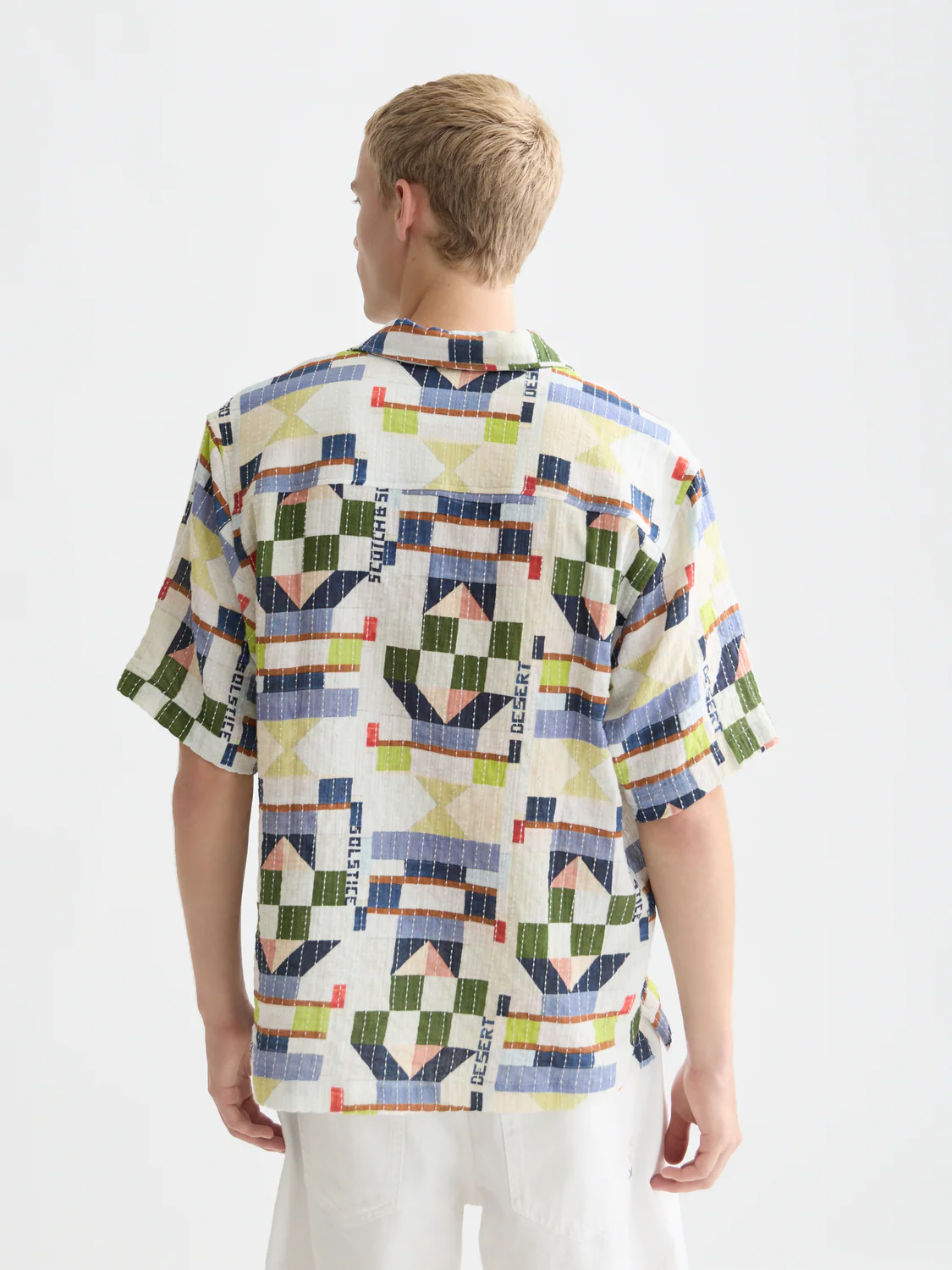 Printed stitched relaxed short sleeve shirt - Image 4
