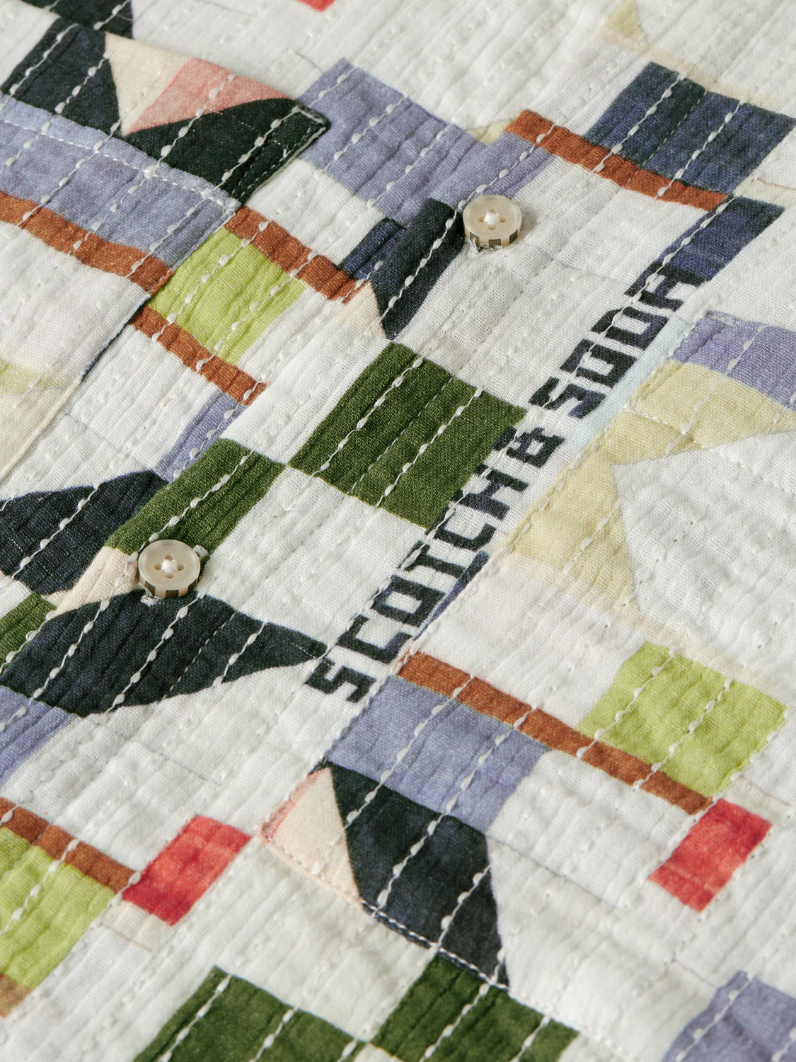 Printed stitched relaxed short sleeve shirt - Image 7