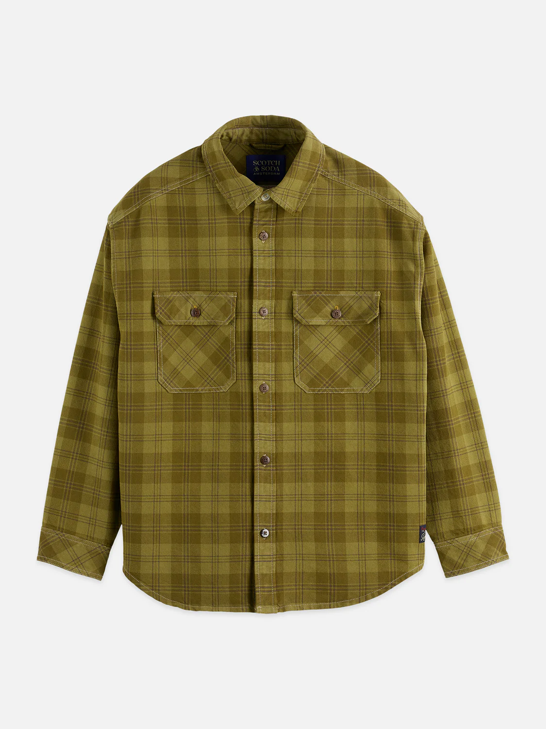 Washed denim checked overshirt - Image 5