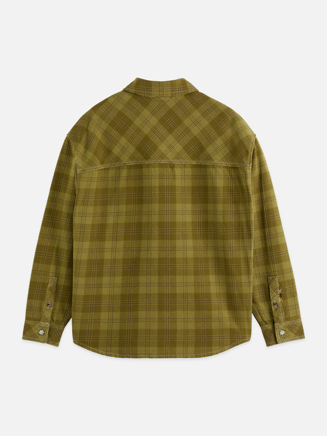 Washed denim checked overshirt - Image 6