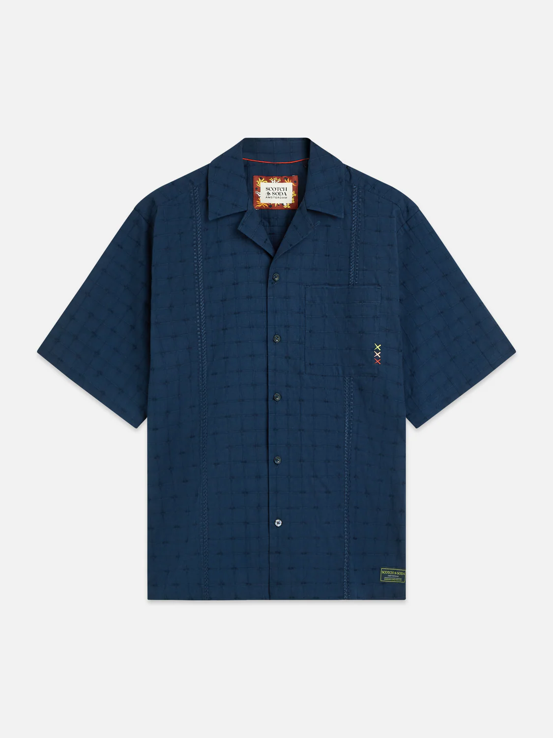 Embroidered structured relaxed short sleeve shirt - Image 3