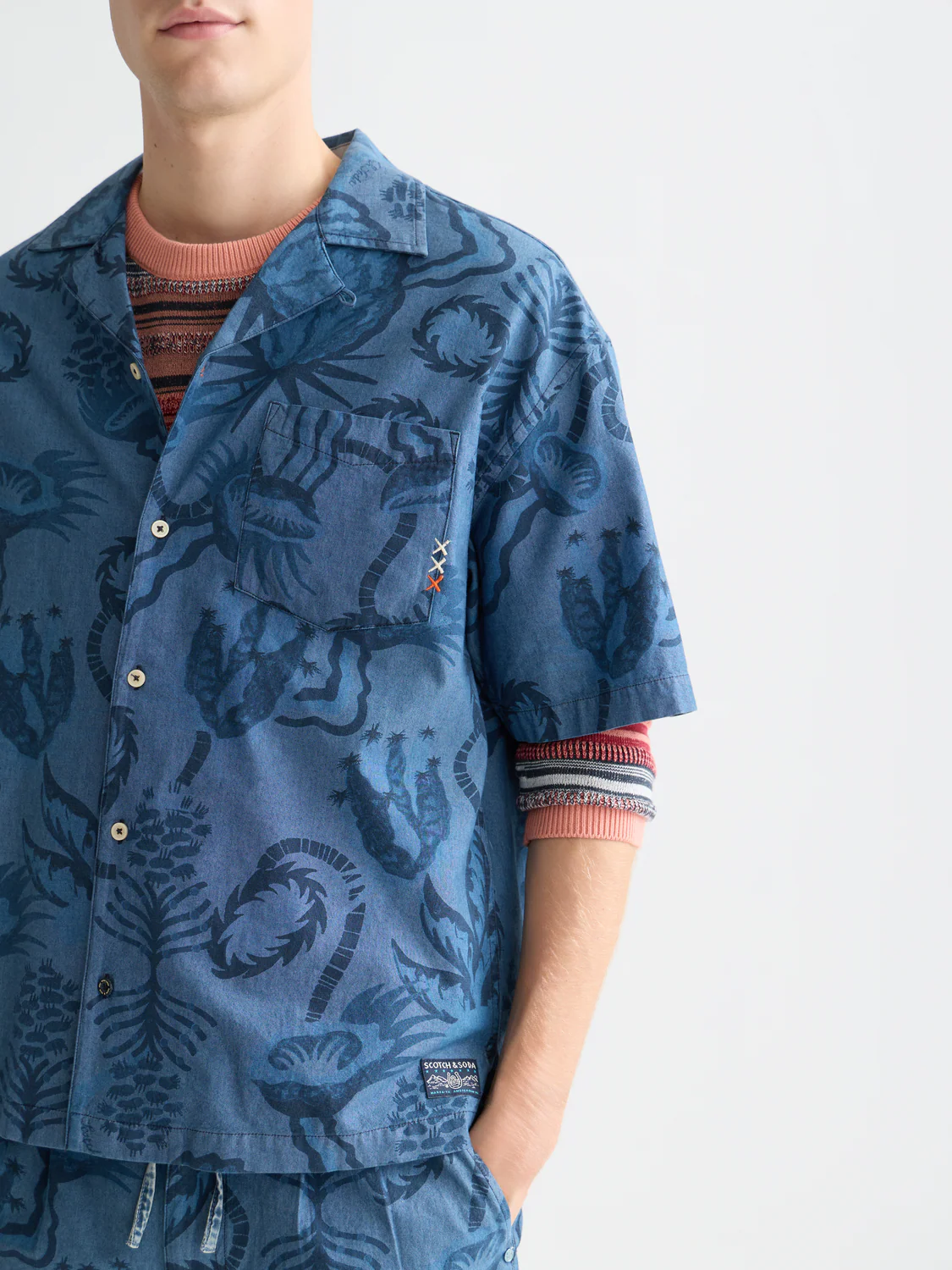 Printed chambray short sleeve shirt - Image 3