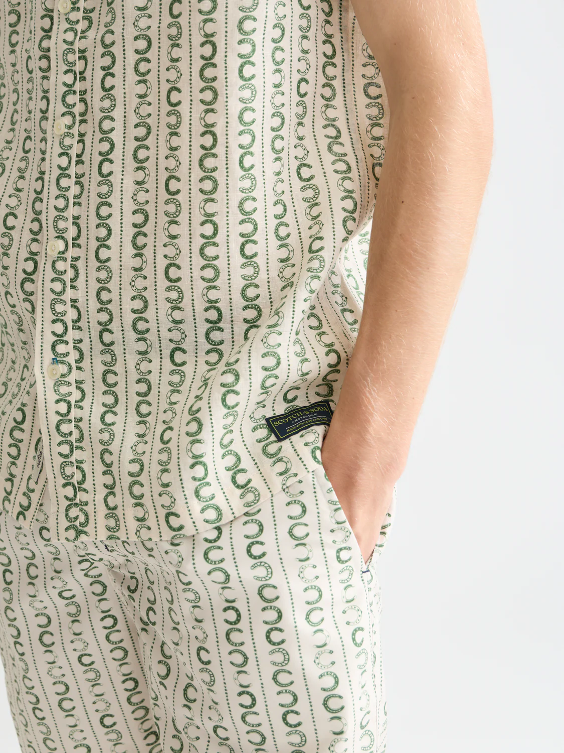 Printed linen short sleeve shirt - Image 3