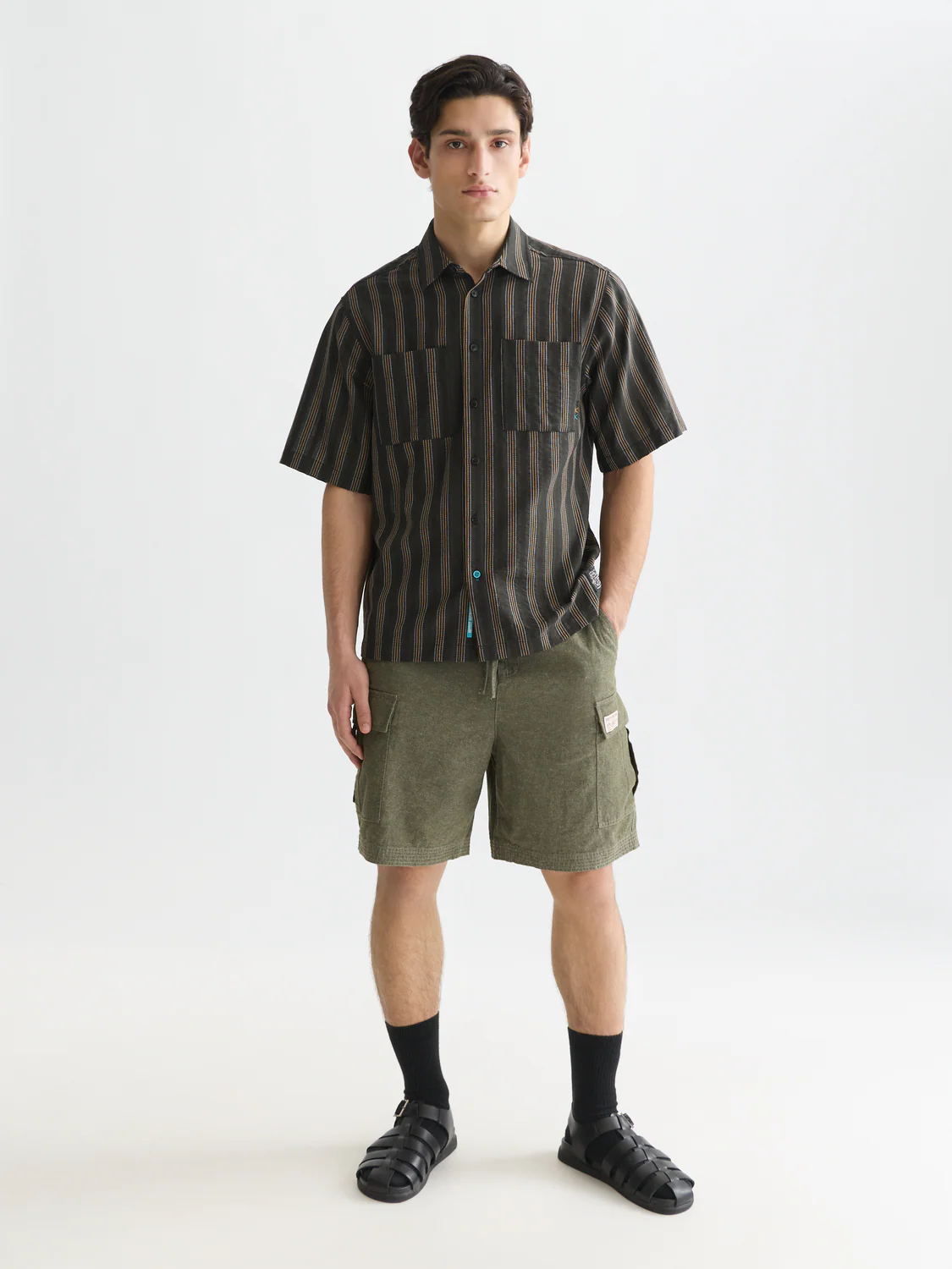 Structured stripe relaxed short sleeve shirt - Image 2