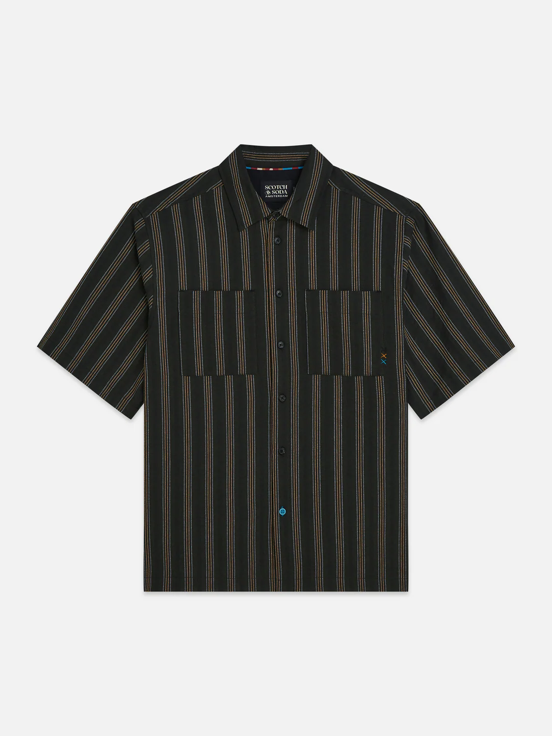 Structured stripe relaxed short sleeve shirt - Image 5