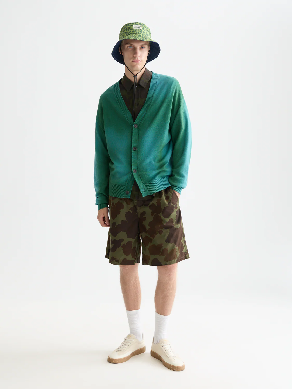 Printed two-tone relaxed cardigan - Image 2