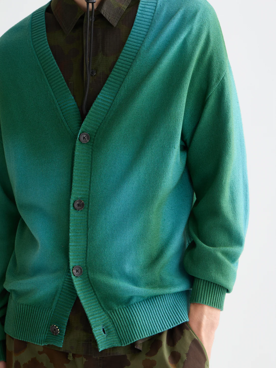 Printed two-tone relaxed cardigan - Image 4