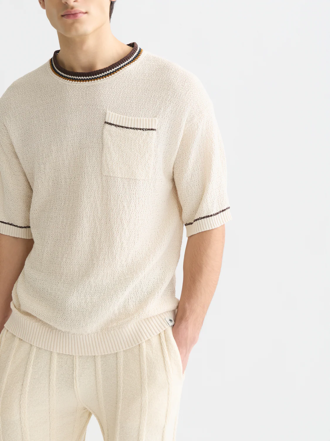 Knitted cotton relaxed T-shirt - Image 10