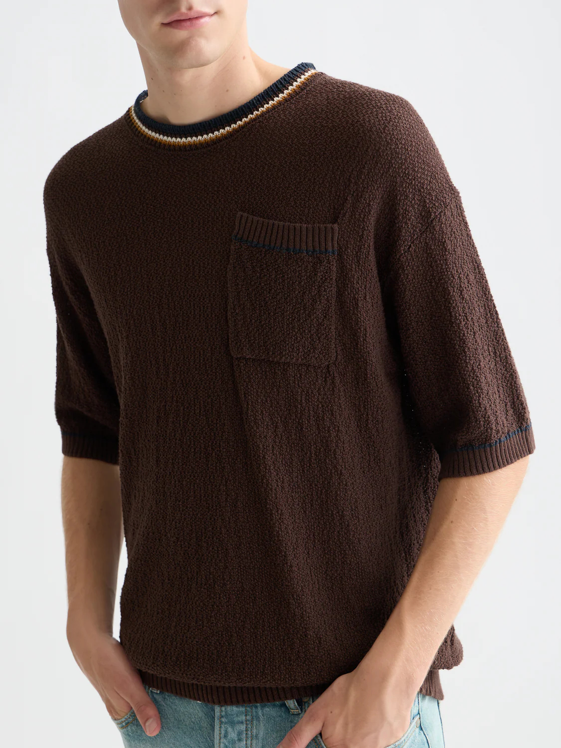 Knitted cotton relaxed T-shirt - Image 3