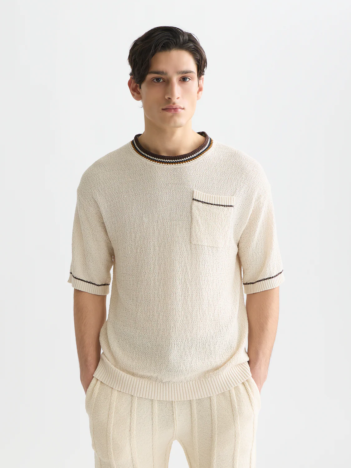 Knitted cotton relaxed T-shirt - Image 8