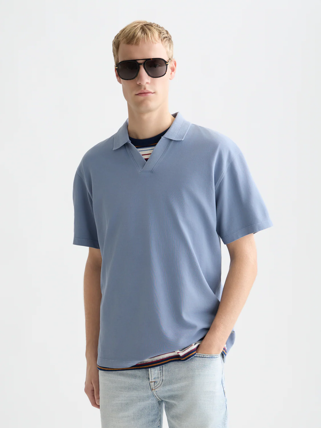 3 crosses pique relaxed garment-dyed polo - Image 22