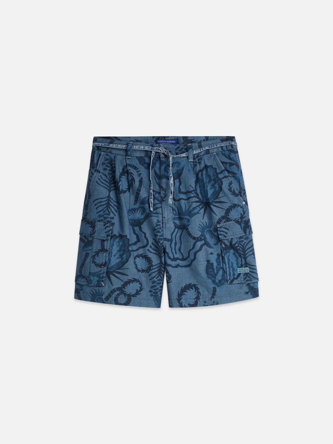 printed chambray cargo shorts - Image 6