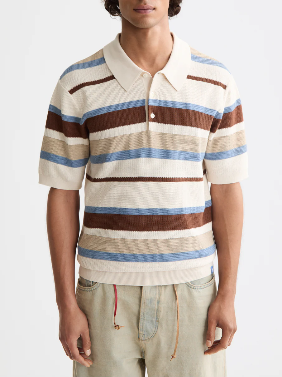 knitted striped polo