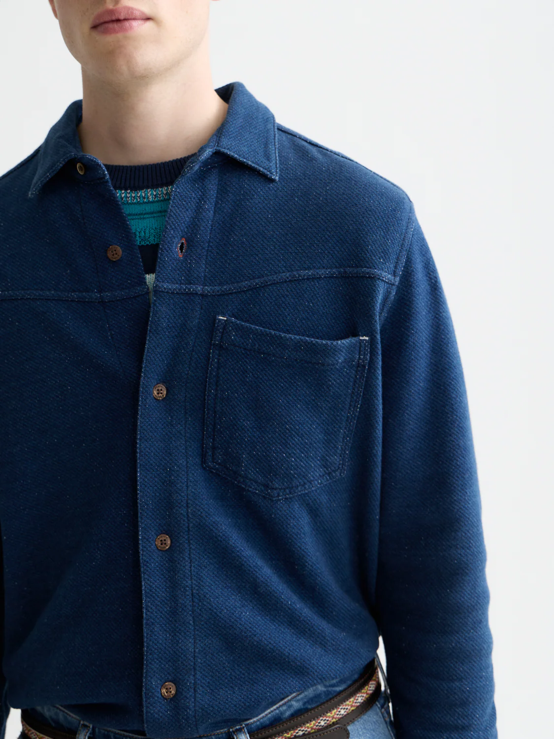 Washed indigo textured jersey shirt - Image 3